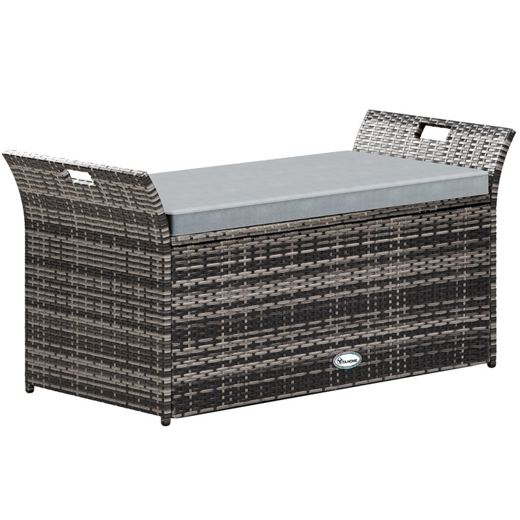 Grey wicker best sale storage bench